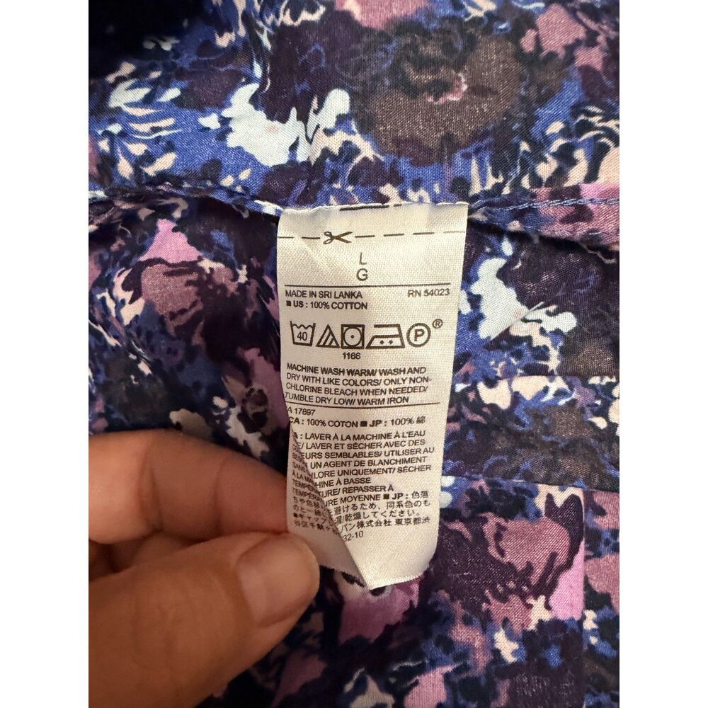 Banana Republic Floral Button Down Shirt Men Purple Blue Cotton Size Large - Picture 6 of 10